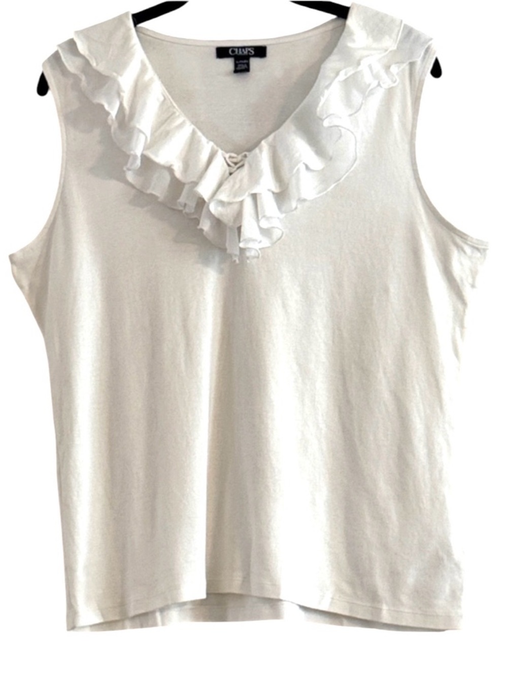 Chaps White Ruffled Sleeveless Tee Size XL